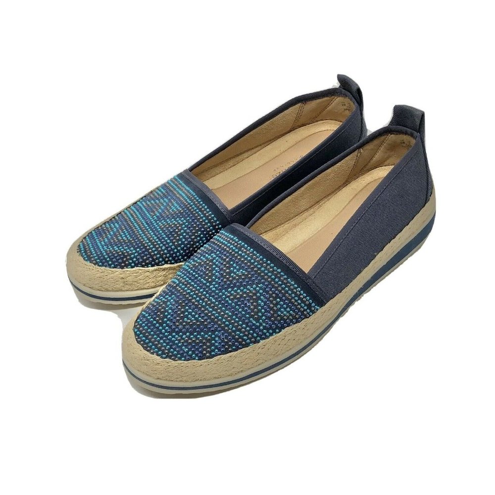 Naturalizer Womens Sz 8 M Davonville Blue Beaded Aztec Espadrilles Flats